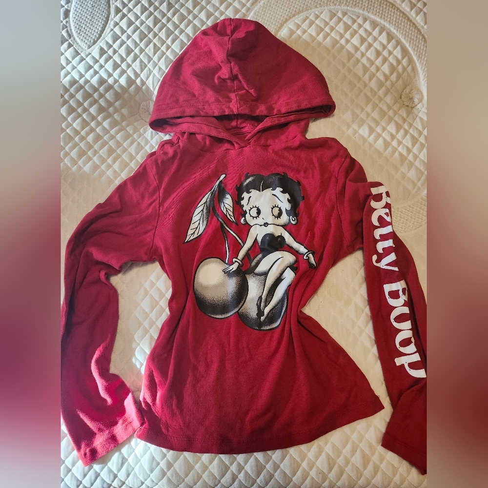 Betty Boop Cherry Red Hoodie Y2K fun